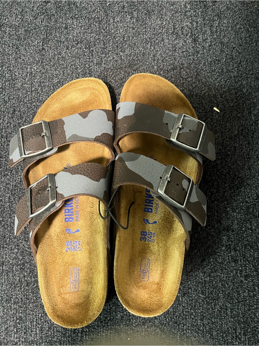 Birkenstock Sandals Arizona Desert Soil Camouflage  Grey W 7 M 5 NWOT